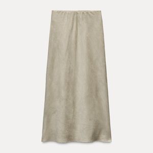 ZARA faux suede midi skirt, elegant & tan